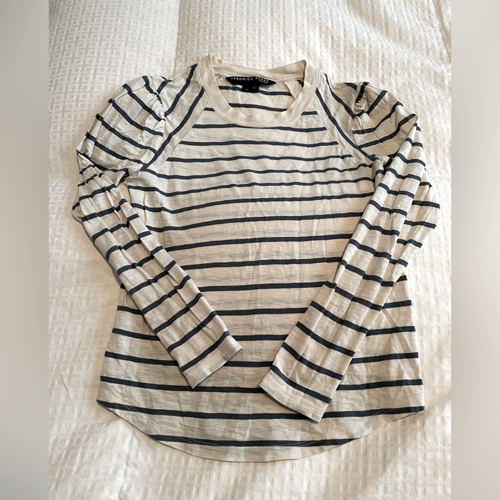 Veronica Beard | Mason Striped Baseball Tee (Size XS)